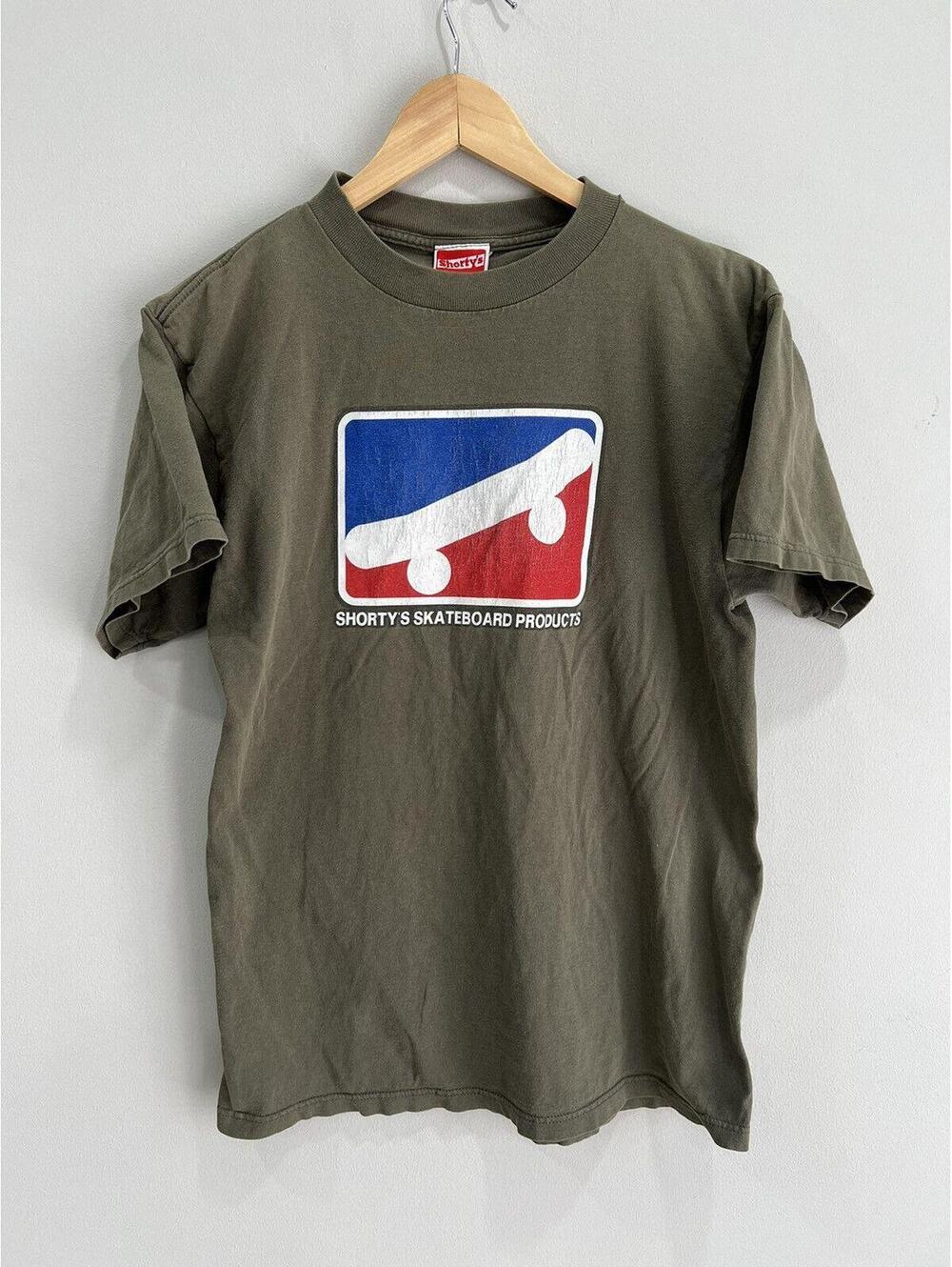 Vintage Shortys Skateboard Tee Shirt olive green birdhouse